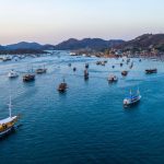 Tourist boats in Labuan Bajo harbor, Indonesia